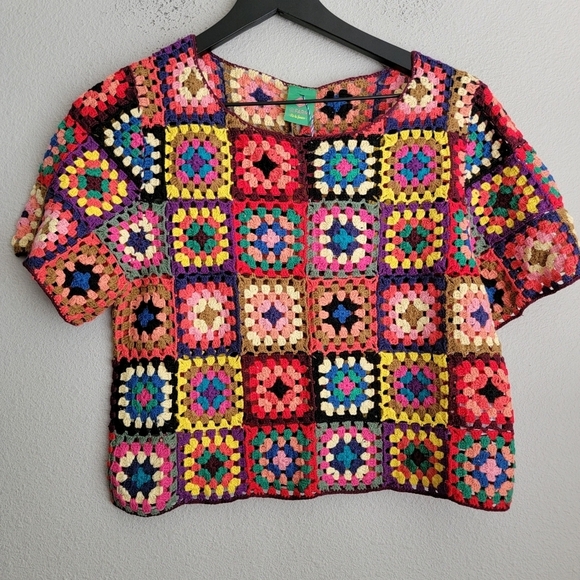 Farm Rio Crocheted & Cropped Pullover size L NWT - Picture 6 of 11